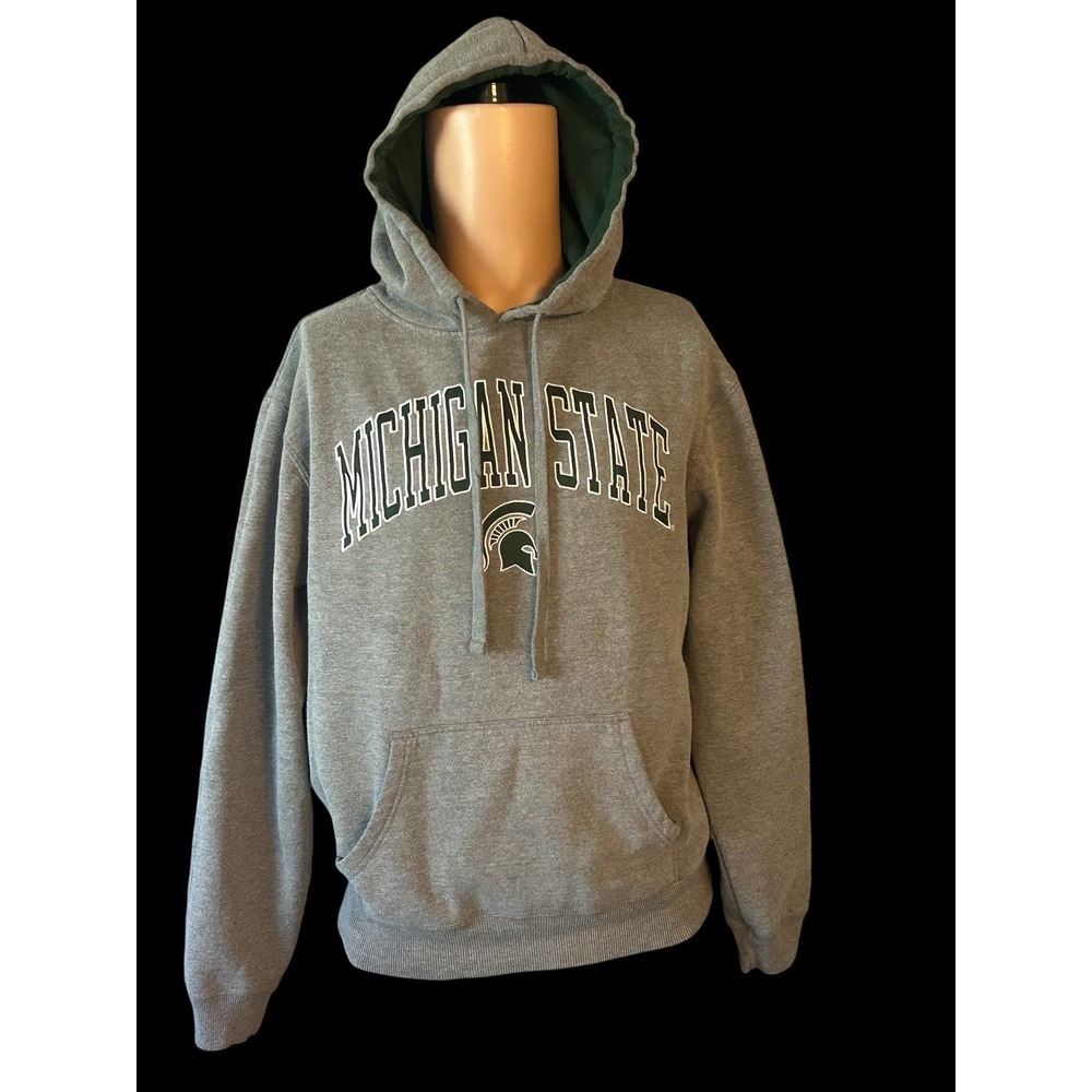 Michigan State Captivating Apparel Gray & Green Hoodie Mens Medium Front Pocket‎